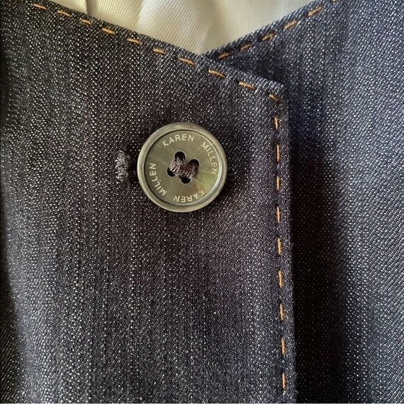 KAREN MILLEN Tailored Denim Cotton Blazer Vest Blue 4 - Picture 6 of 13